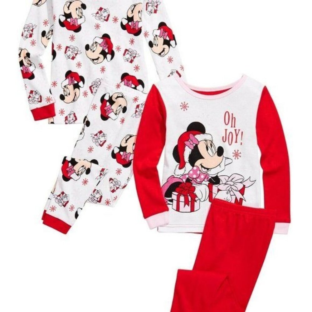 AME Holiday  4-Pc. Cotton Santa Minnie Pajamas 2T